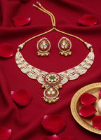 Jewel City Traditional Handcrafted Gold-Plated Kundan Pearl Necklace Set | Grocsy