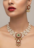Jewel City Traditional Handcrafted Gold-Plated Kundan Pearl Necklace Set | Grocsy