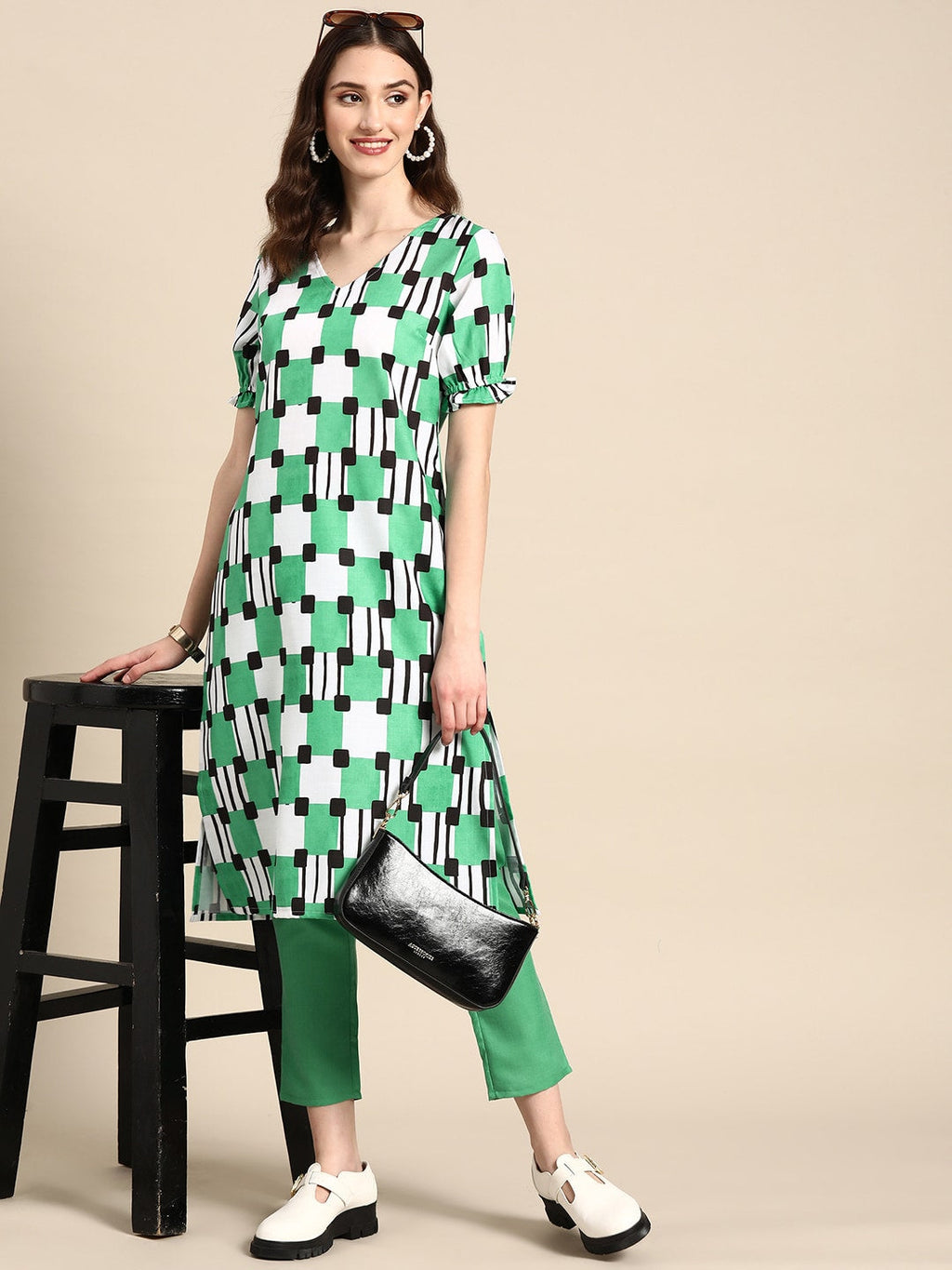 Sangria Women Printed Kurta with Trousers | Grocsy