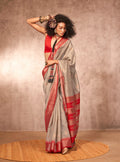 Monjolika Fashion Weaving Bhagalpuri Silk Blend Light Grey Contemporary Saree | Grocsy