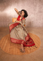 Monjolika Fashion Weaving Bhagalpuri Silk Blend Light Grey Contemporary Saree | Grocsy