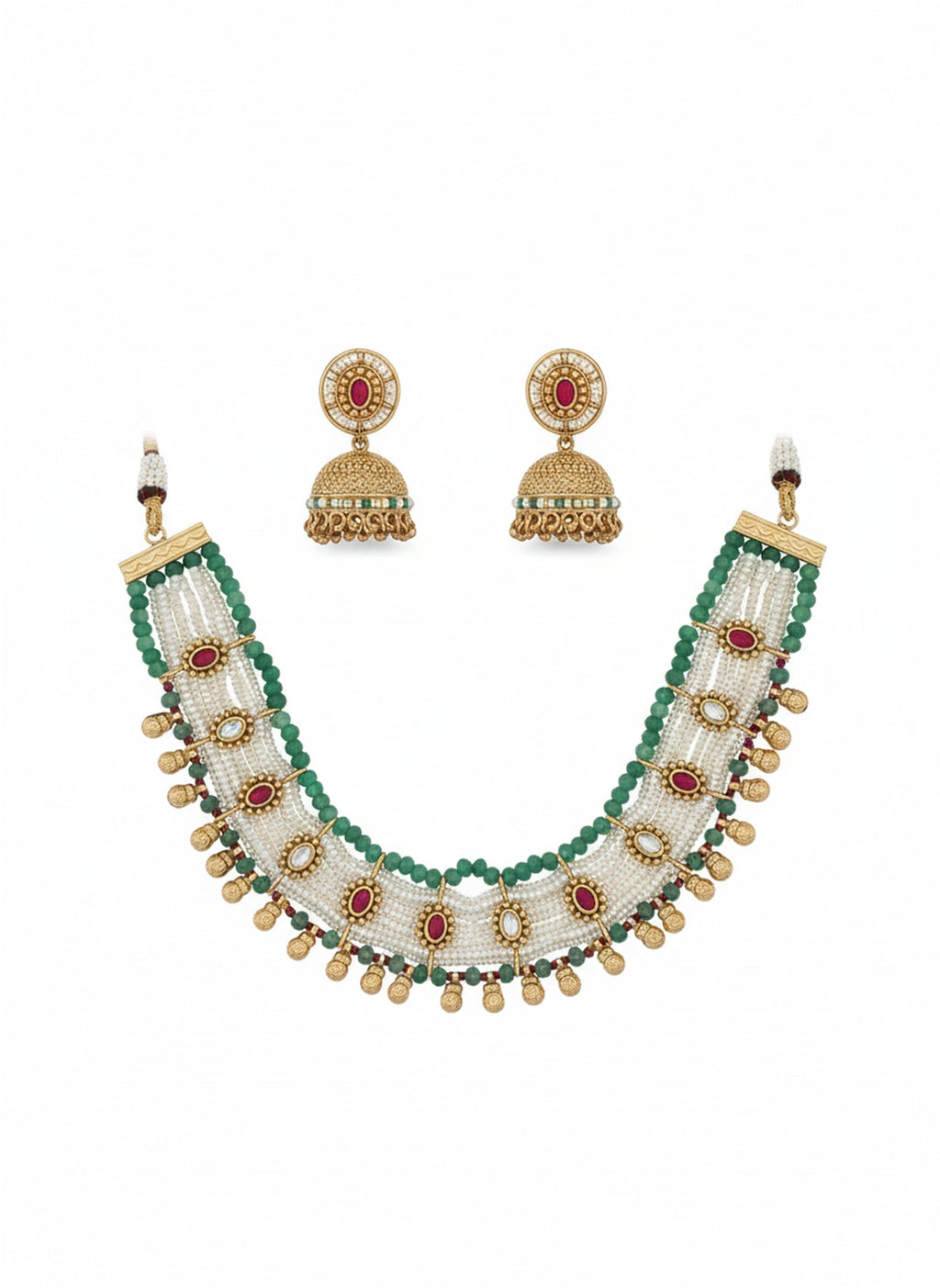 Jewel City Traditional Handcrafted Multi-Color Choker Necklace Set | Grocsy
