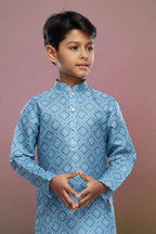 Raivat Ethnic Cotton Digital Print Kids Kurta Pajama In Sky Blue Colour | Grocsy