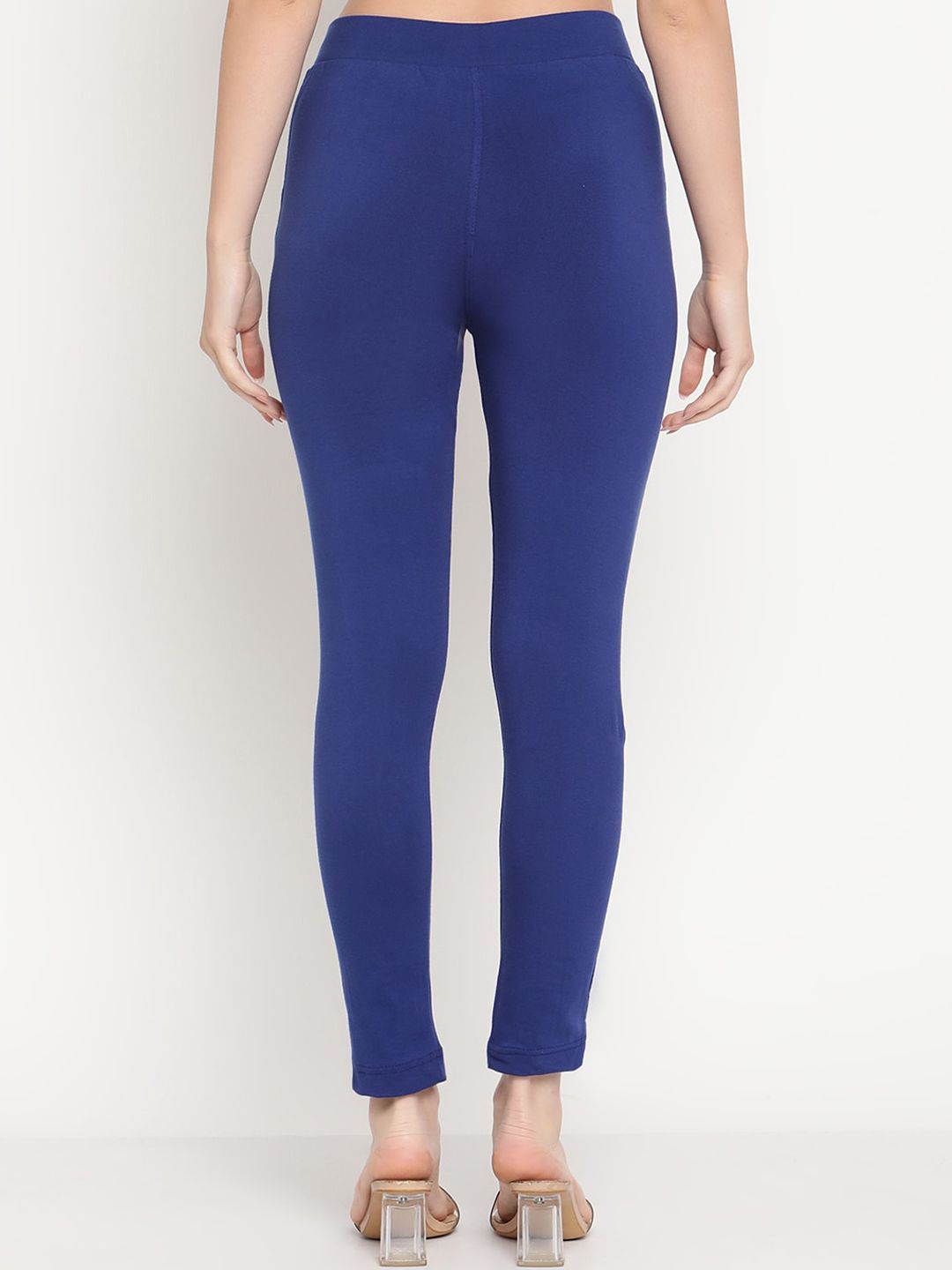 TAG 7 Women Blue & Mustard Yellow Pack of 2 Straight Fit Ankle-Length Leggings | Grocsy