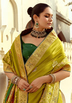 Monjolika Fashion Silk Blend Weaving Pear Traditional Saree | Grocsy