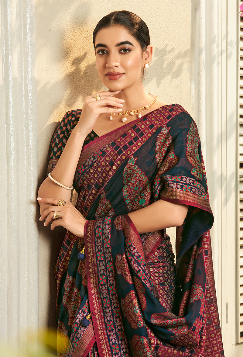 Monjolika Fashion Georgette Printed Multicolour Classic Saree | Grocsy