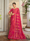 Monjolika Fashion Georgette Printed Rani Pink Classic Saree | Grocsy