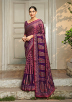 Monjolika Fashion Georgette Printed Purple Classic Saree | Grocsy