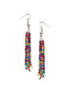 Cardinal Red & Green Beaded Multistring Necklace & Earrings Set | Grocsy