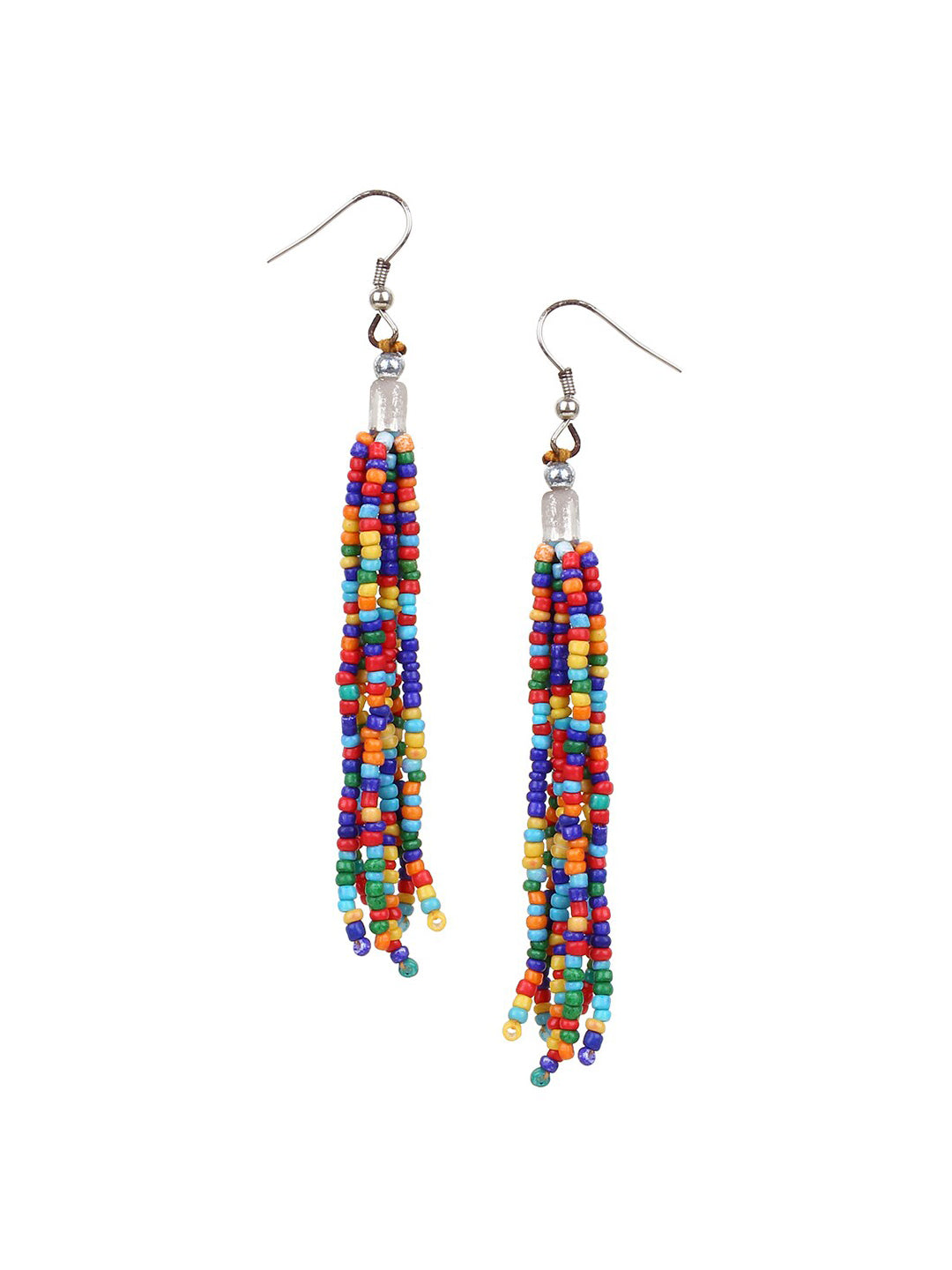 Cardinal Red & Green Beaded Multistring Necklace & Earrings Set | Grocsy