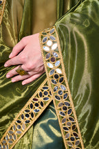 Monjolika Fashion Green Gold Tissue Net Fancy Party Wear Saree | Grocsy