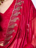 Monjolika Fashion Shimmer Chiffon Rani Embroidered Classic Saree | Grocsy