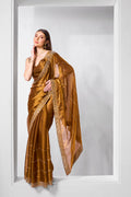 Monjolika Fashion Brown Jimmy Chu Embroidered Classic Saree | Grocsy