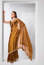 Monjolika Fashion Brown Jimmy Chu Embroidered Classic Saree | Grocsy