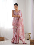 Monjolika Fashion Georgette Sequins Pink Color Classic Saree | Grocsy