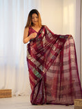 Monjolika Fashion Georgette Sequins Maroon Color Classic Saree | Grocsy