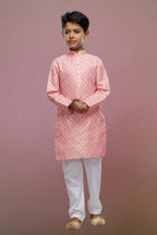 Raivat Ethnic Cotton Digital Print Kids Kurta Pajama In Peach Colour | Grocsy