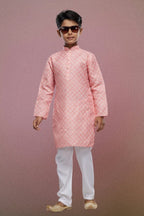 Raivat Ethnic Cotton Digital Print Kids Kurta Pajama In Peach Colour | Grocsy