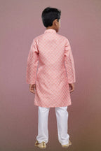 Raivat Ethnic Cotton Digital Print Kids Kurta Pajama In Peach Colour | Grocsy