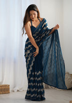 Monjolika Fashion Morpeach Sequins Work Georgette Trendy Saree | Grocsy