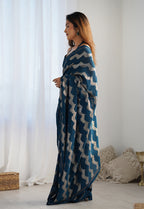 Monjolika Fashion Morpeach Sequins Work Georgette Trendy Saree | Grocsy