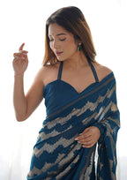 Monjolika Fashion Morpeach Sequins Work Georgette Trendy Saree | Grocsy