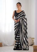 Monjolika Fashion Sequins Work Black Georgette Festival Party Wear Saree | Grocsy