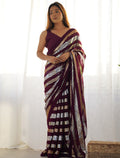 Monjolika Fashion Sequins Work Wine Georgette Festival Party Wear Saree | Grocsy