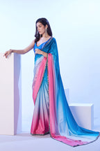 Monjolika Fashion Multicolour Lace Ceremonial Chinon Classic Saree | Grocsy