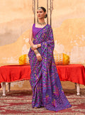 Monjolika Fashion Silk Blend Printed Violet Trendy Saree For Casual | Grocsy