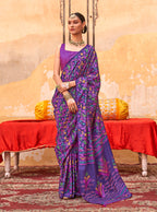 Monjolika Fashion Silk Blend Printed Violet Trendy Saree For Casual | Grocsy