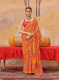 Monjolika Fashion Silk Blend Printed Orange Trendy Saree For Casual | Grocsy