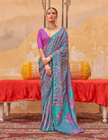 Monjolika Fashion Silk Blend Printed Turquoise Trendy Saree For Casual | Grocsy