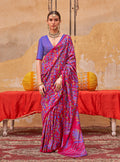 Monjolika Fashion Silk Blend Printed Rani Pink Trendy Saree For Casual | Grocsy