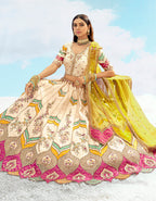Monjolika Fashion Ivory & Yellow Silk Heavy Embroidered Wedding Lehenga Choli | Grocsy