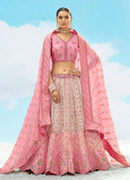 Monjolika Fashion Pink Silk Sequins Trendy Reception Lehenga Choli | Grocsy