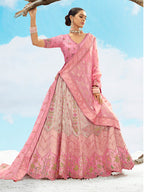 Monjolika Fashion Pink Silk Sequins Trendy Reception Lehenga Choli | Grocsy