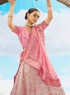 Monjolika Fashion Pink Silk Sequins Trendy Reception Lehenga Choli | Grocsy