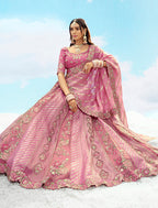 Monjolika Fashion Embroidered Onion Pink Silk Reception Lehenga Choli | Grocsy