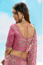 Monjolika Fashion Embroidered Onion Pink Silk Reception Lehenga Choli | Grocsy