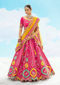 Monjolika Fashion Rani Pink Silk Embroidered Reception Lehenga Choli | Grocsy