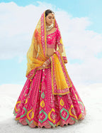 Monjolika Fashion Rani Pink Silk Embroidered Reception Lehenga Choli | Grocsy