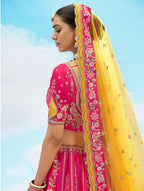 Monjolika Fashion Rani Pink Silk Embroidered Reception Lehenga Choli | Grocsy
