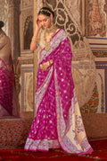 Monjolika Fashion Rani Pink Bandhej Print Silk Blend Ceremonial Contemporary Saree | Grocsy