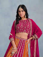 Monjolika Fashion Rani Pink Embroidered Faux Georgette Lehenga Choli | Grocsy