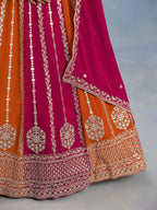 Monjolika Fashion Rani Pink Embroidered Faux Georgette Lehenga Choli | Grocsy