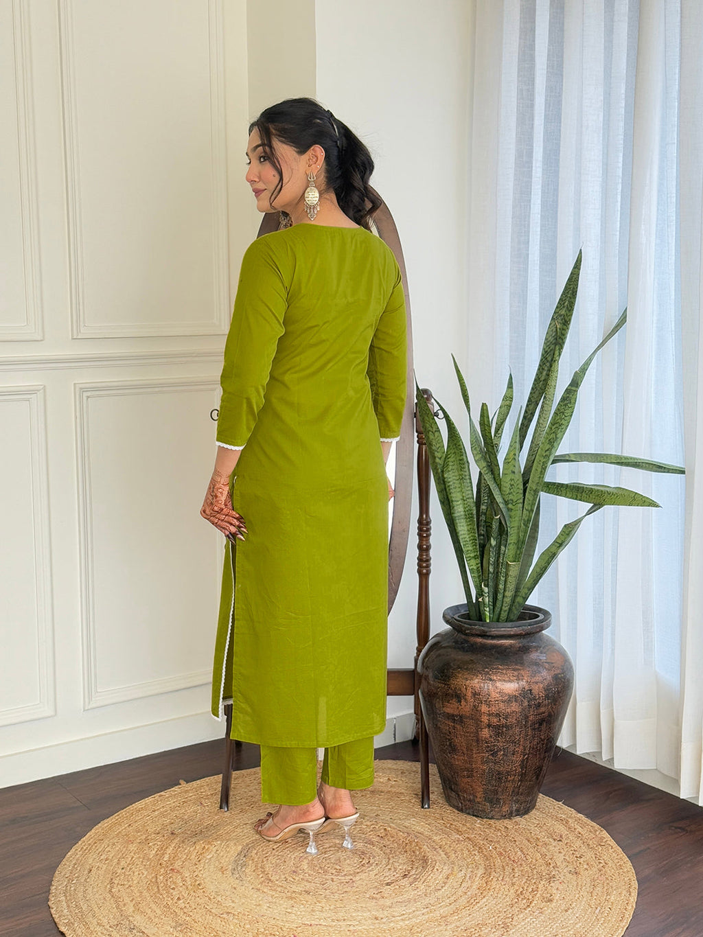 The52 Gorgeous Chikankari Work with Pure Cotton Fabric Straight Kurta, Pant and Dupatta Set | Grocsy