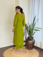 The52 Gorgeous Chikankari Work with Pure Cotton Fabric Straight Kurta, Pant and Dupatta Set | Grocsy