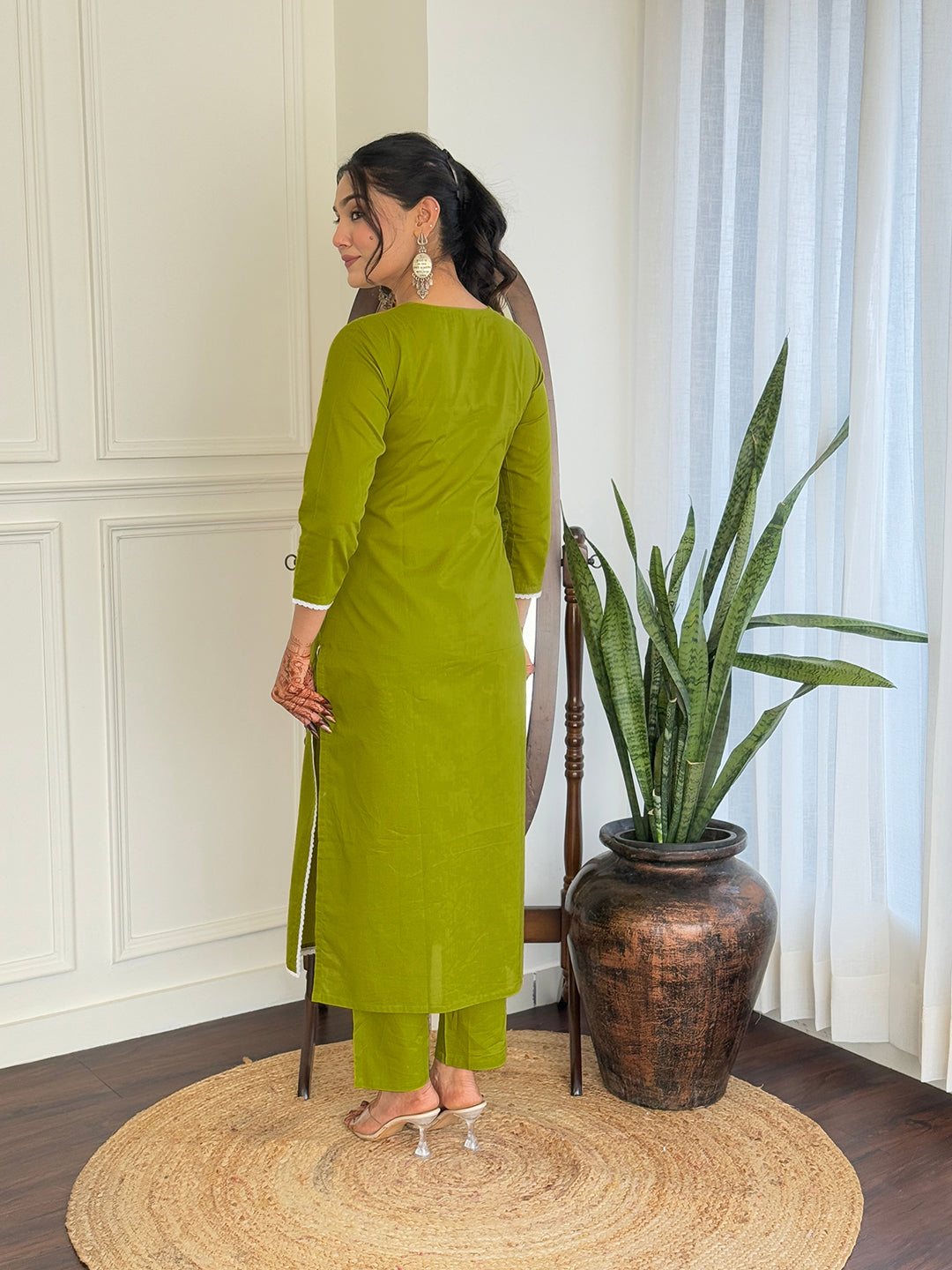 The52 Gorgeous Chikankari Work with Pure Cotton Fabric Straight Kurta, Pant and Dupatta Set | Grocsy