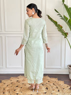 The52 Gorgeous Chikankari Work with Pure Cotton Fabric Straight Kurta, Pant and Dupatta Set | Grocsy